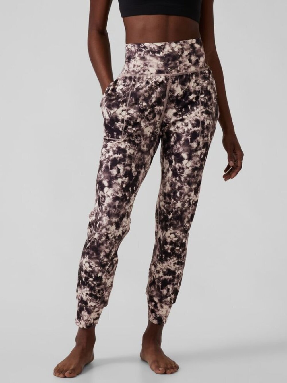 ATHLETA Salutation Brown Tie Dye Printed High Rise Jogger Pants, Size S